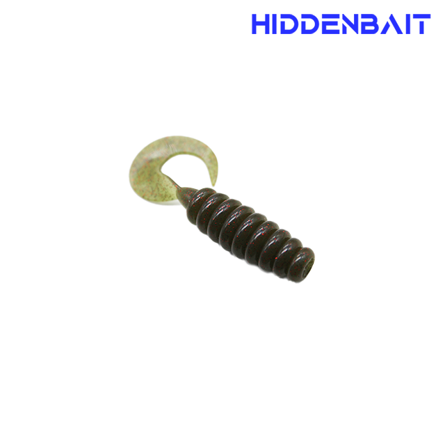 히든베이트 하티 그럽웜 집어제 첨가 UV C테일웜 소프트베이트 007 PUMPKIN RED, 7.6cm(3인치) - 상품 이미지