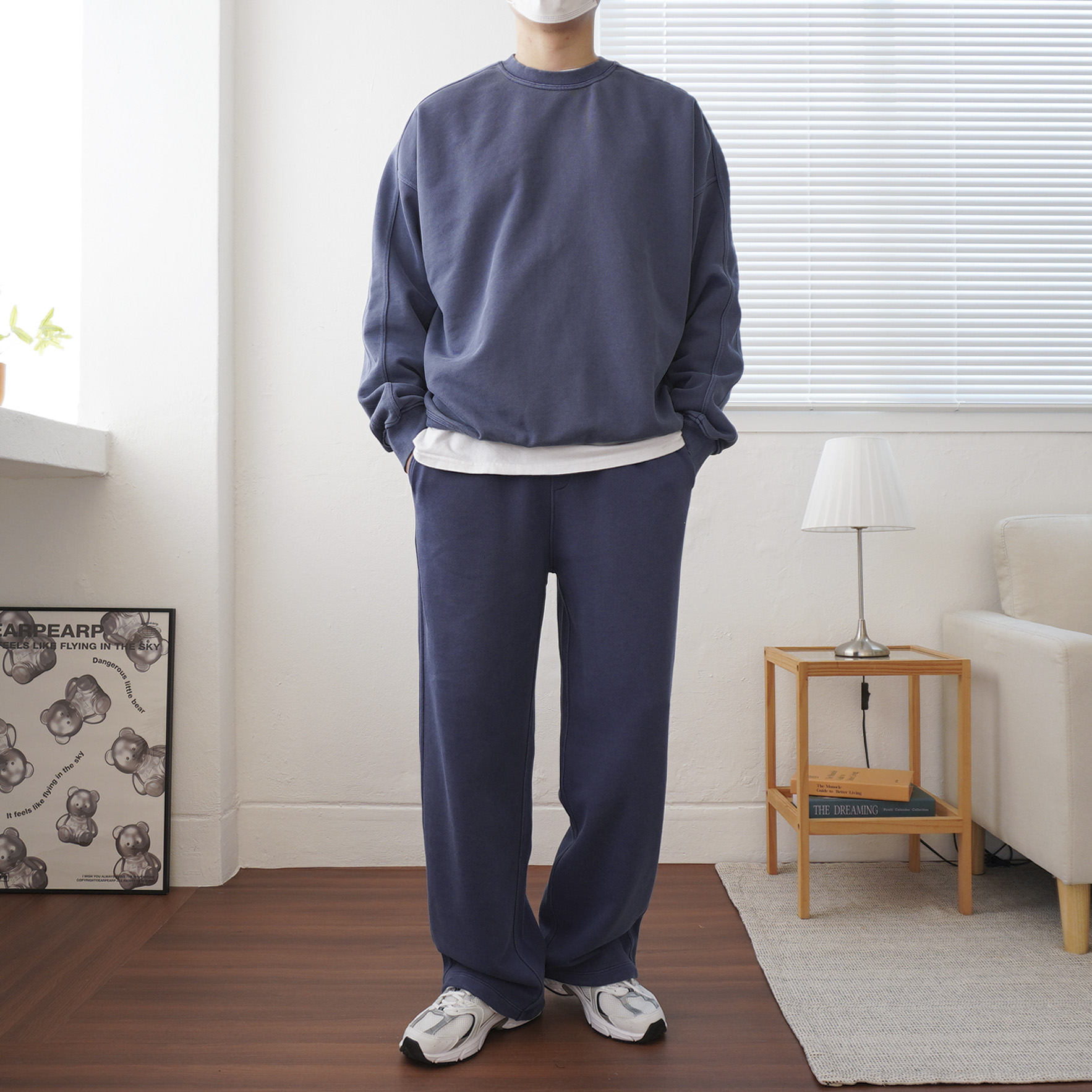 남자 수피마 코튼 피그먼트 워싱 절개 와이드 트레이닝 팬츠 3color - 상세 이미지 5