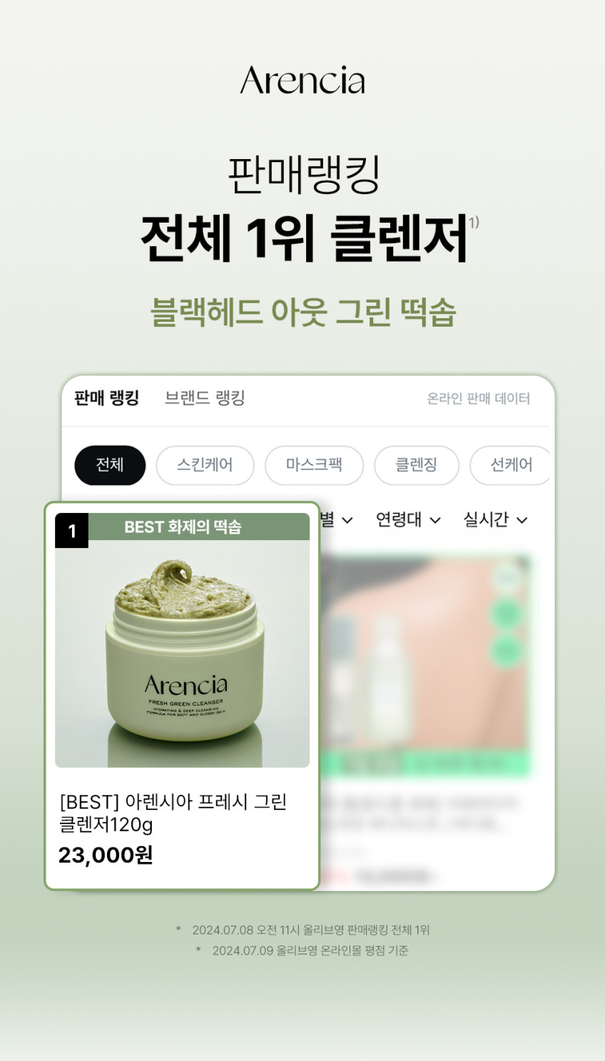 블렉헤드 모공 팩투폼 아렌시아 프레시 그린 떡솝 클렌저 120ml, 2개 판매처 상세 정보 이미지 1
