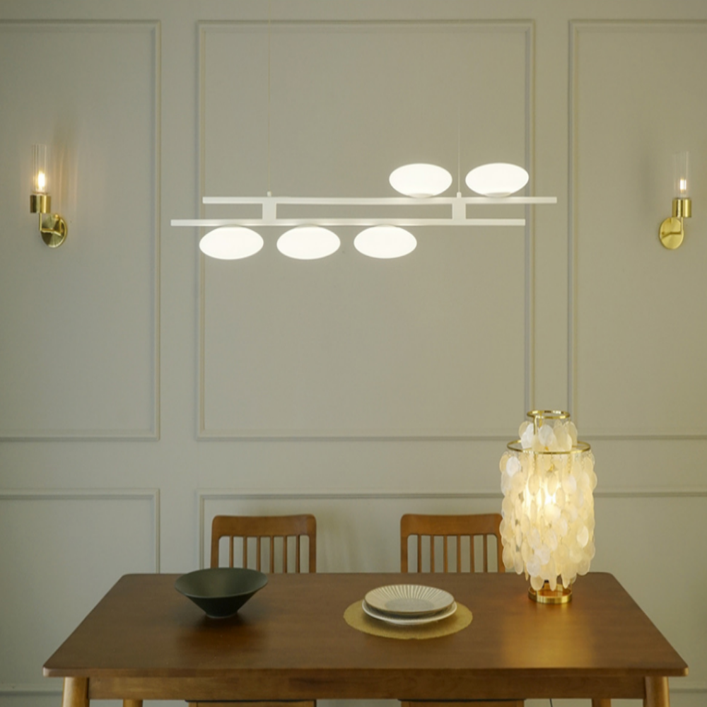 KS인증/무료+당일발송 6인용식탁등 국산 LED 펜던트 주방 식탁등 화이트