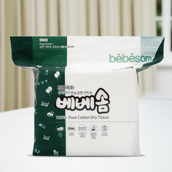베베솜 대용량 건티슈 무표백 순면 360매