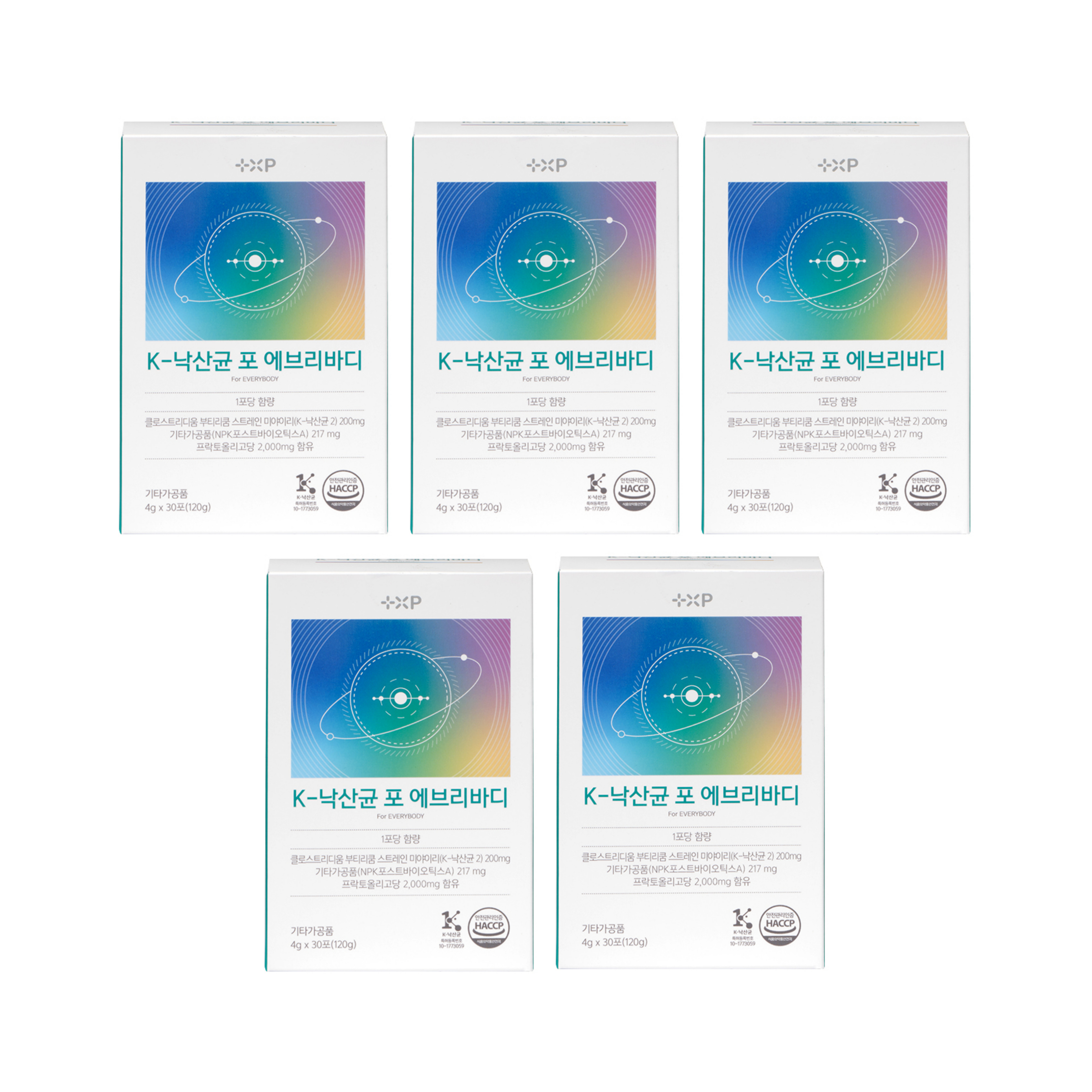 K 낙산균 포 에브리바디 국내특허 온가족 프로바이오틱스 포스트바이오틱스 30포 x 5개 - 메인 이미지