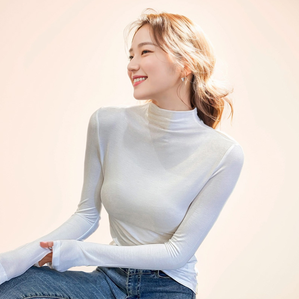 피치기모 여성 목티 스판 이너 목폴라티 - 메인 이미지