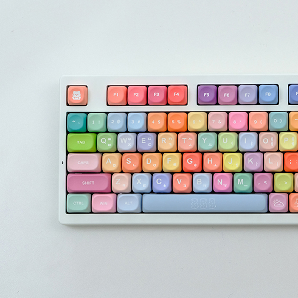 구미베어 키캡 KOA 한글 젤리 곰 PBT AULA 독거미 앱코 투명 커스텀 키보드 키캡