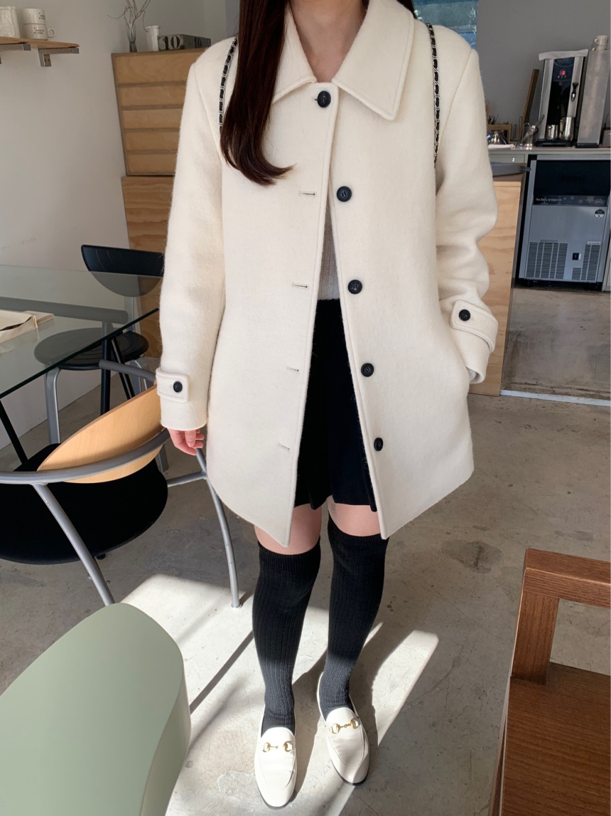 [sale/네이비 당일] 브리니 알파카 카라 하프 코트 싱글 버튼 ct (2color) 상세 이미지 2