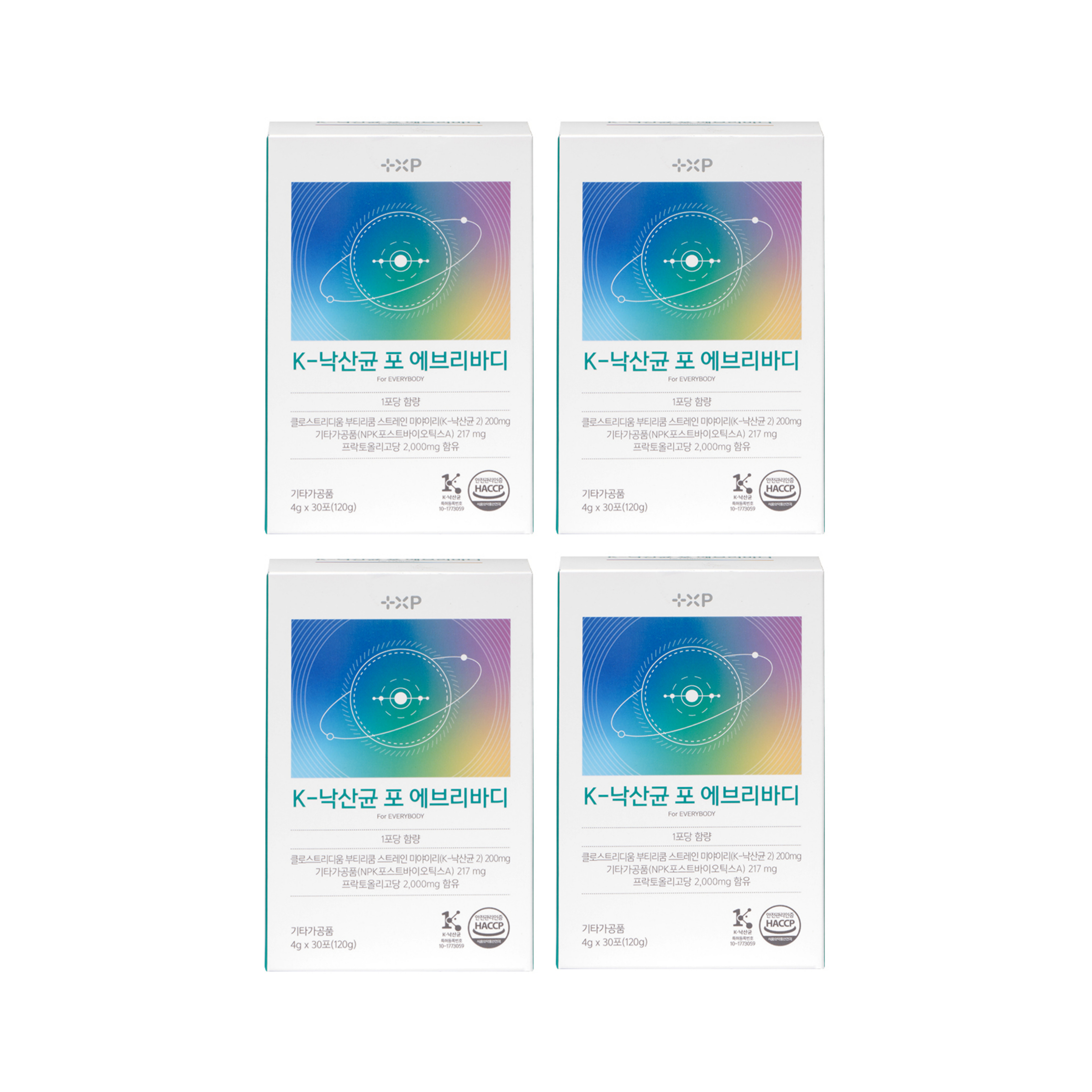 K 낙산균 포 에브리바디 국내특허 온가족 프로바이오틱스 포스트바이오틱스 30포 x 4개 - 메인 이미지