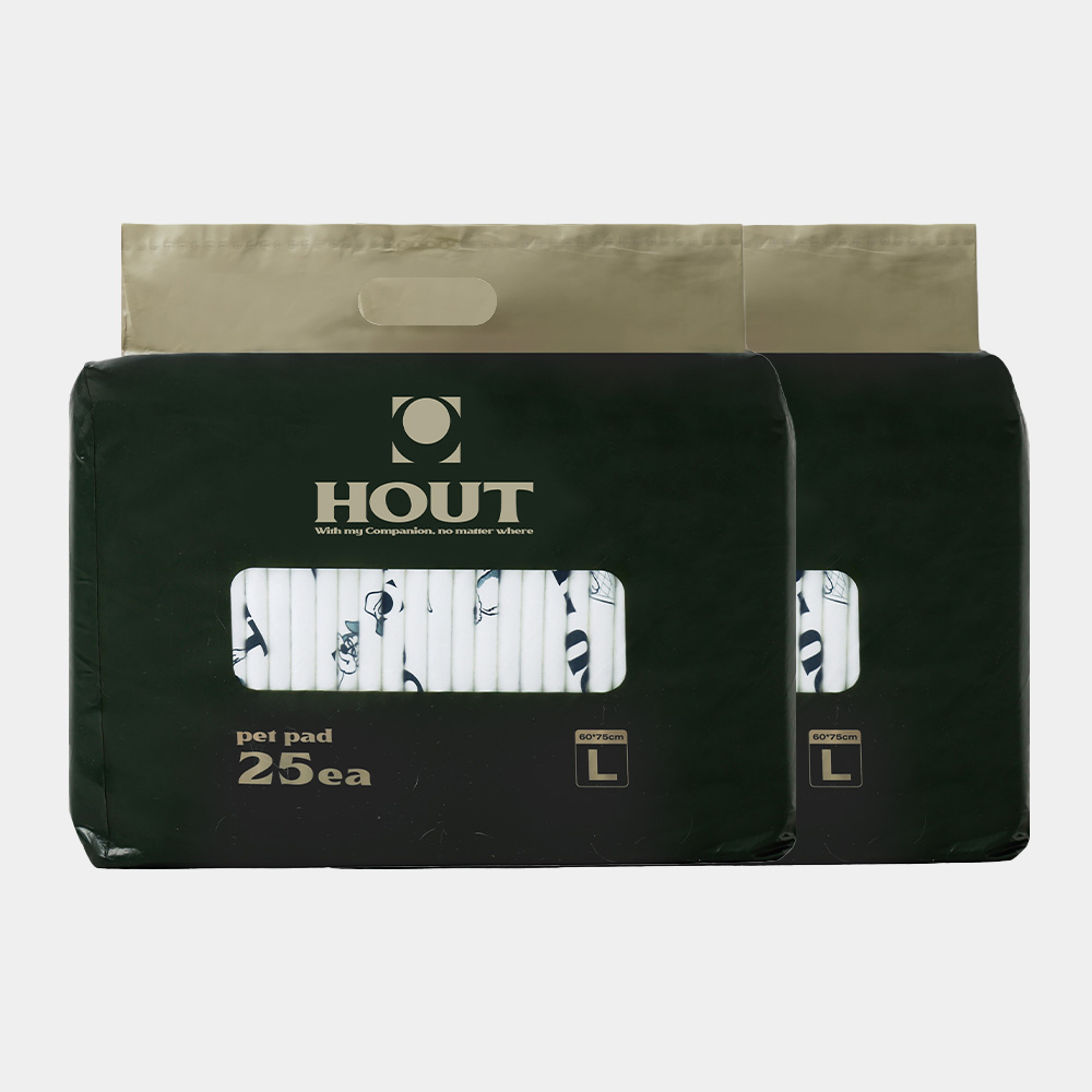 하웃 강아지 애견 배변 패드 두꺼운 반려견 패드 대형, 25매입, 2개