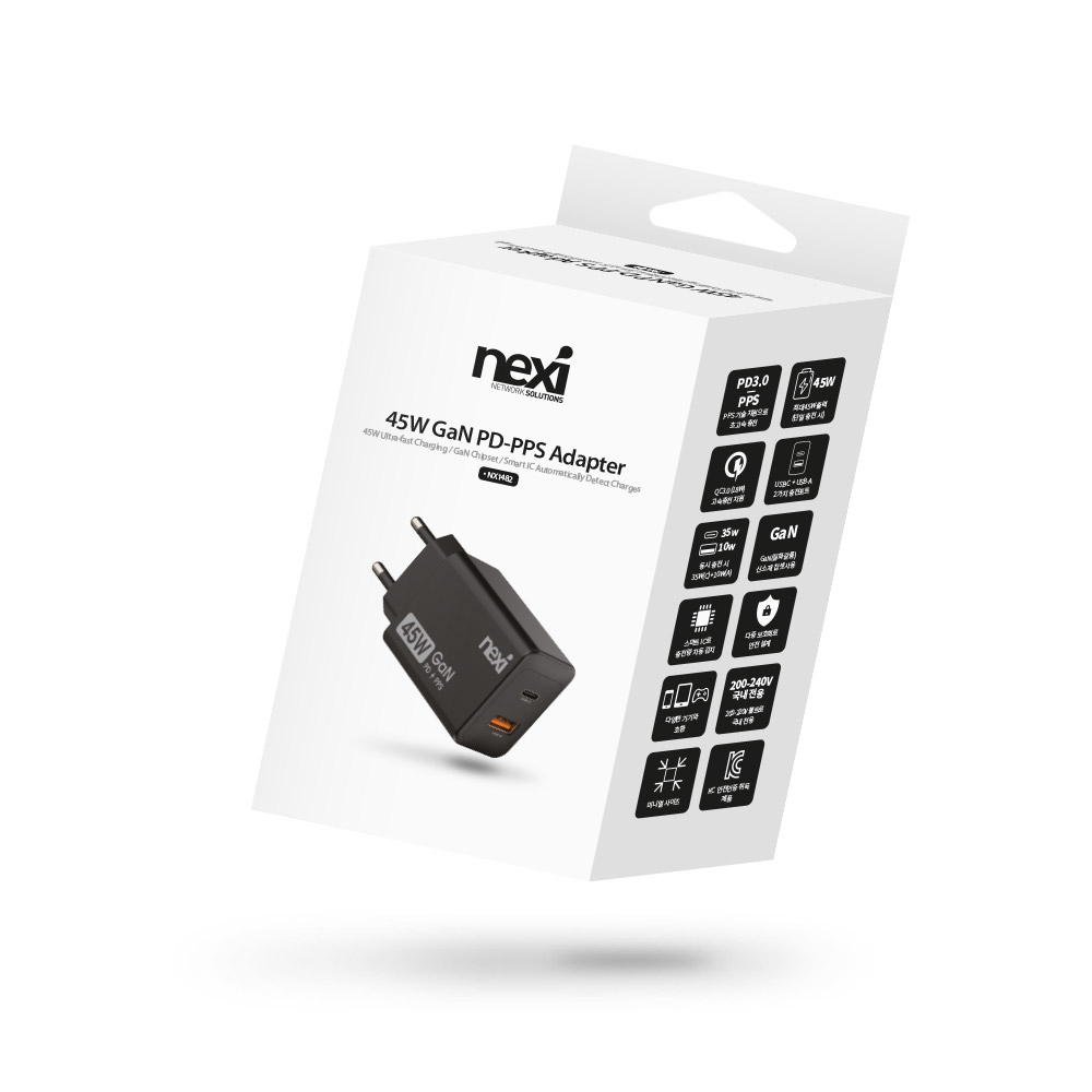 45W 고속 충전기 GaN PD3.0 PPS USB C타입 A타입 2포트 블랙 - 상세 이미지 5