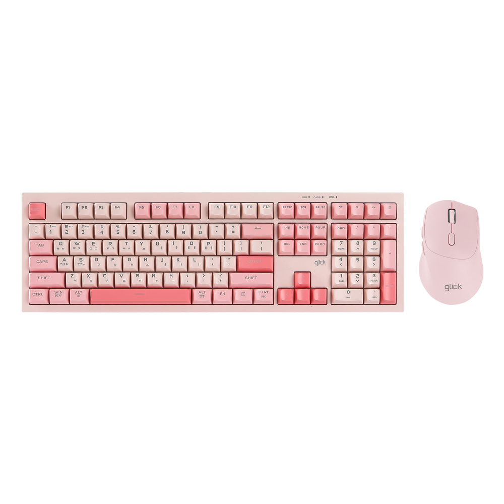 지클릭커 오피스프로 WMK50 사일런스 M 무소음 무선 블루투스 108 키보드 마우스 세트 Pink RC1