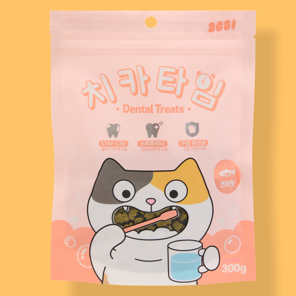 3651 치카타임 고양이 이빨과자 덴탈트릿 연어, 300g, 1개 제품 이미지