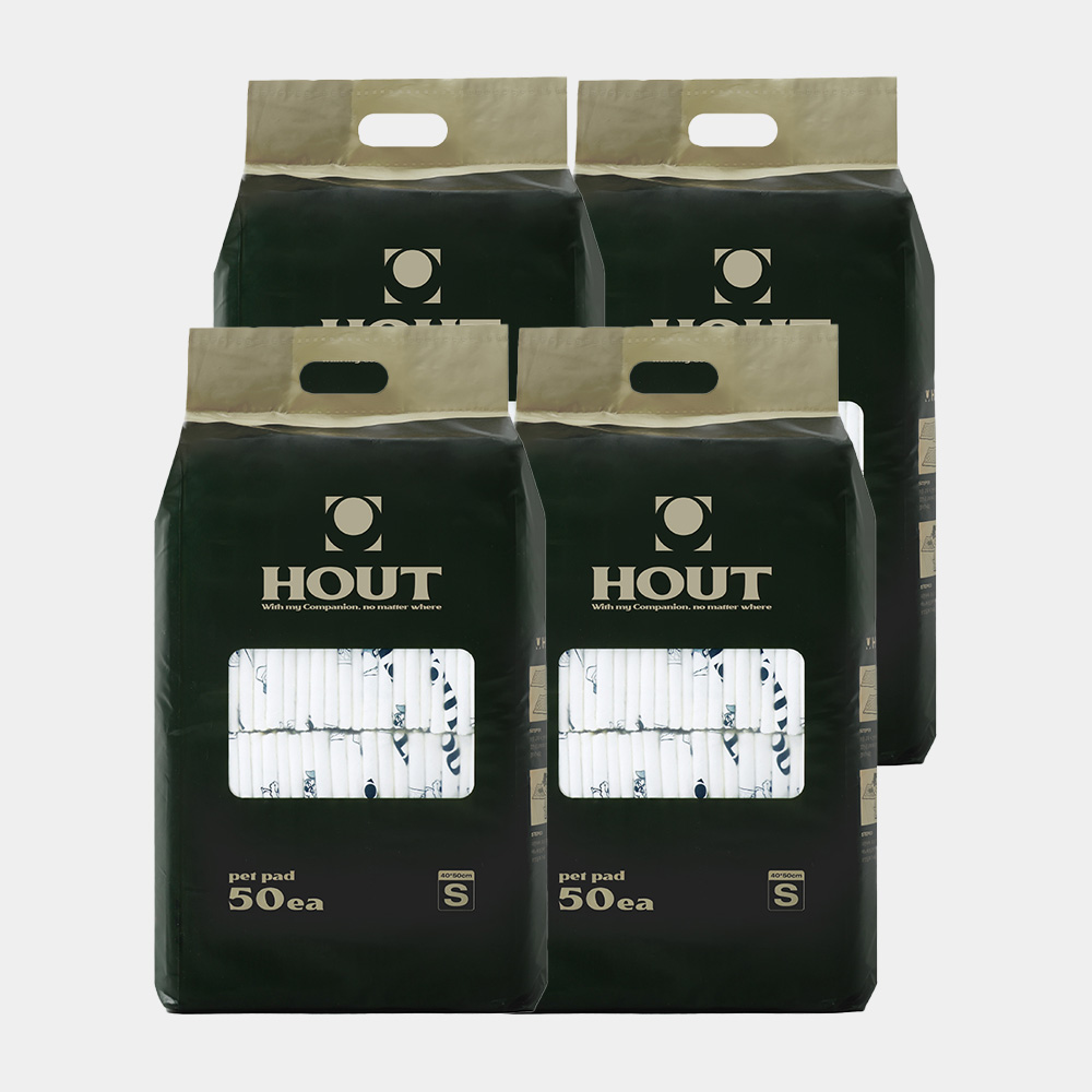 하웃 강아지 애견 배변 패드 두꺼운 반려견 패드 소형, 50매입, 4개