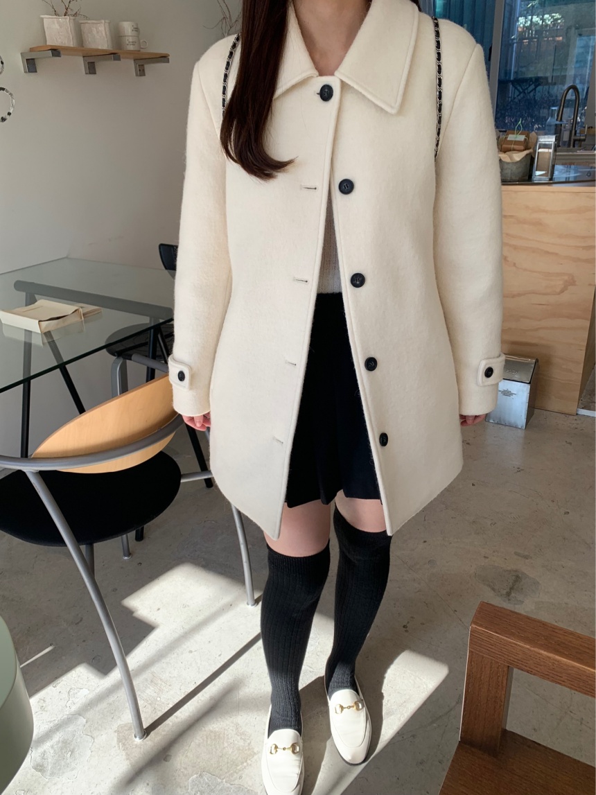 [sale/네이비 당일] 브리니 알파카 카라 하프 코트 싱글 버튼 ct (2color) 상세 이미지 13