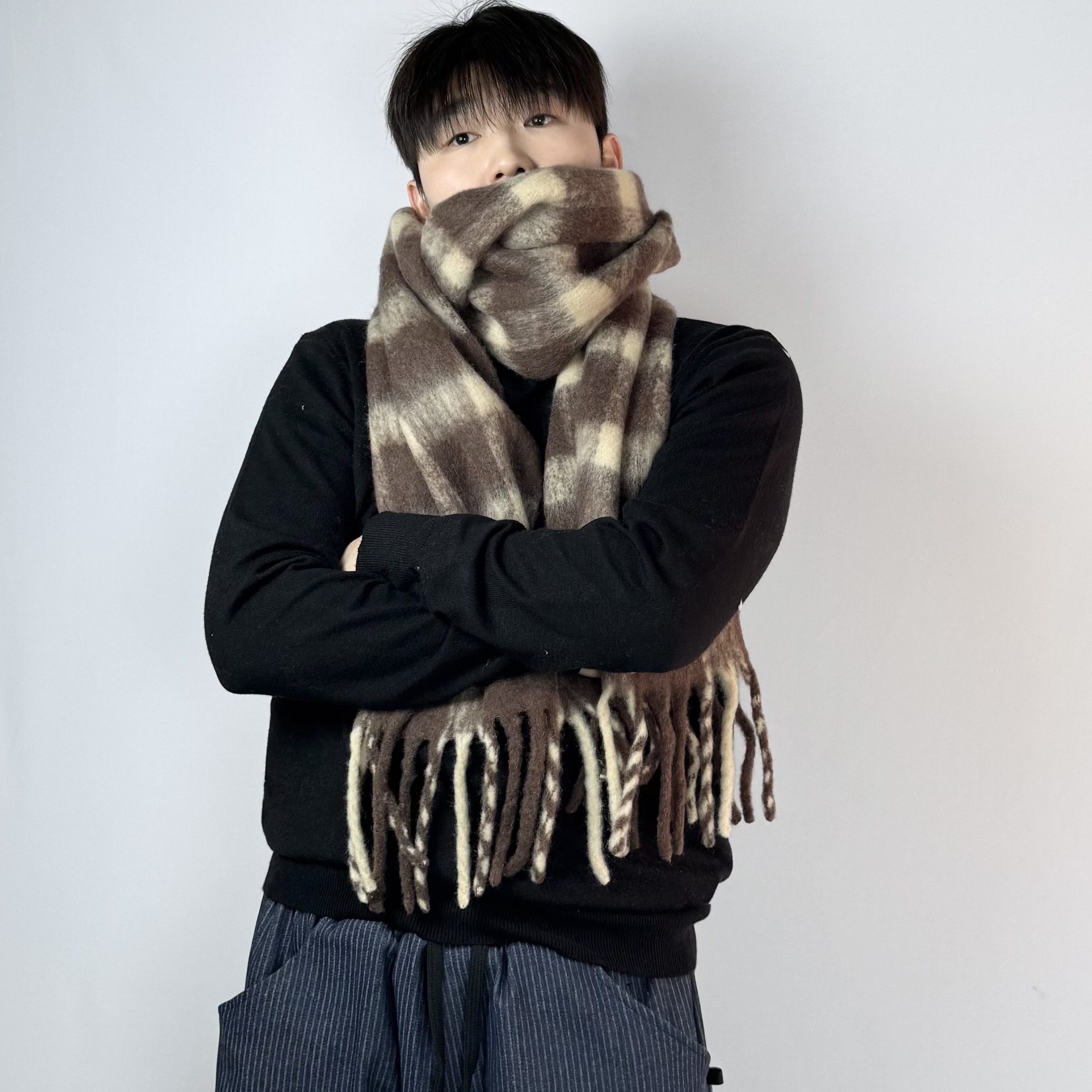 체크목도리 커플목도리 울머플러 모헤어목도리 이미지 8