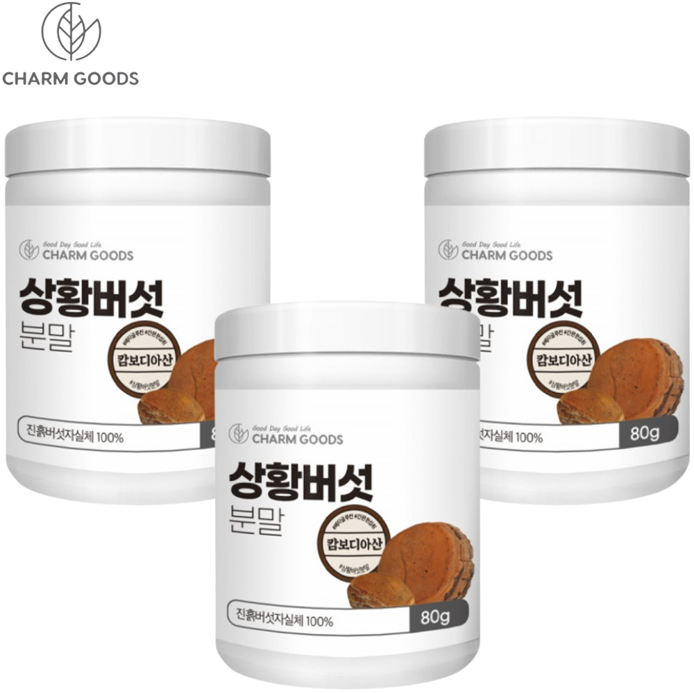 참굿즈 자연산 뽕나무 상황버섯 분말 가루 100% 80g 3통 캄보디아 고함량 베타글루칸 - 상품 이미지