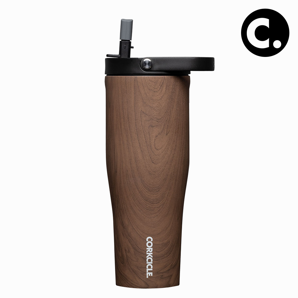 콕시클 고컵 XL 텀블러 대용량 밀폐 손잡이 빨대 스텐 진공 보온 보냉 890ml, 월넛우드 - 상품 이미지