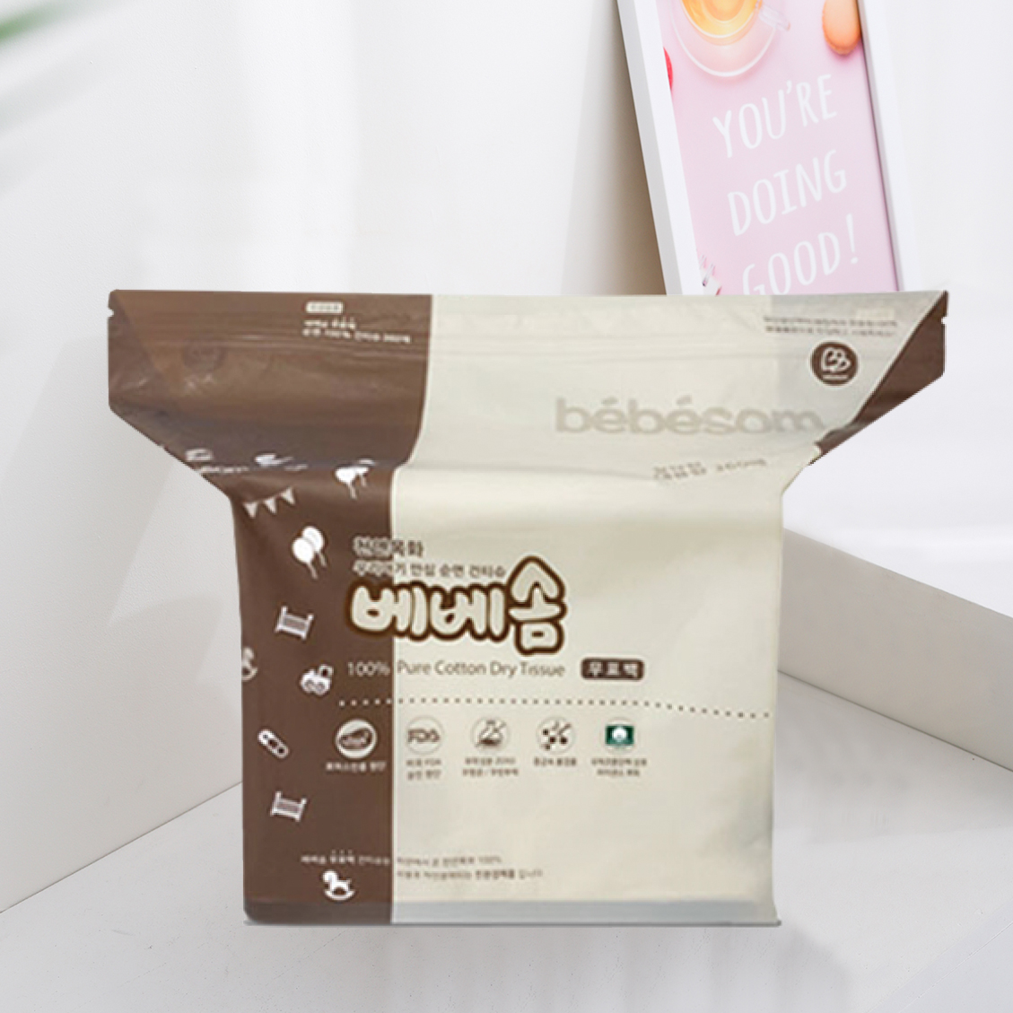 베베솜 대용량 건티슈 무표백 순면 360매