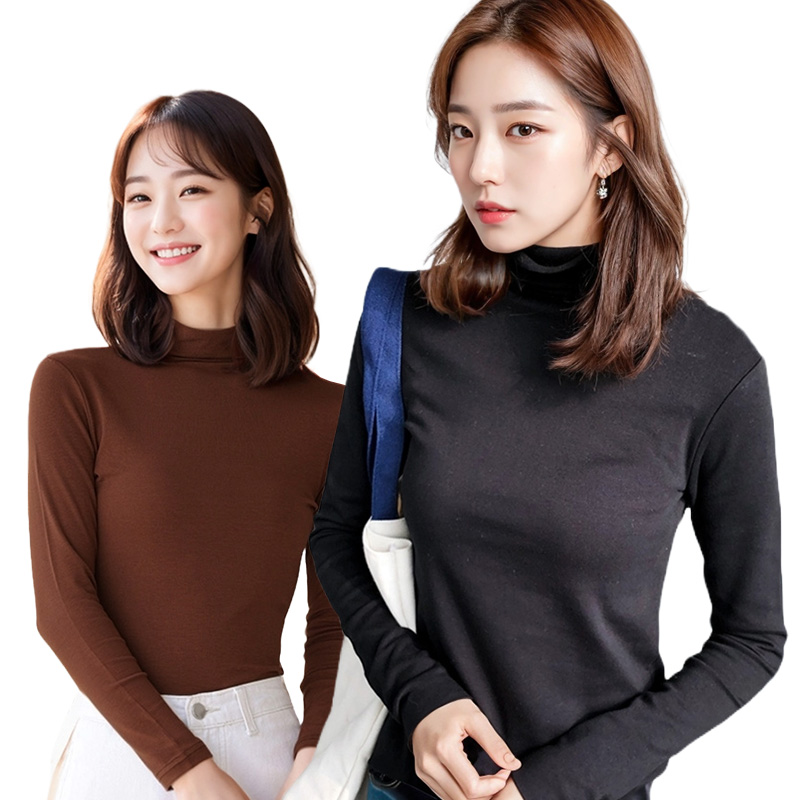 피치기모 여성 목티 스판 이너 목폴라티 - 상세 이미지 3