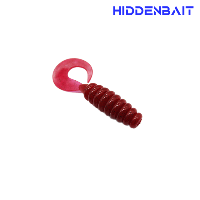 히든베이트 하티 그럽웜 집어제 첨가 UV C테일웜 소프트베이트 007 PUMPKIN RED, 5cm(2인치) - 상세 이미지 5