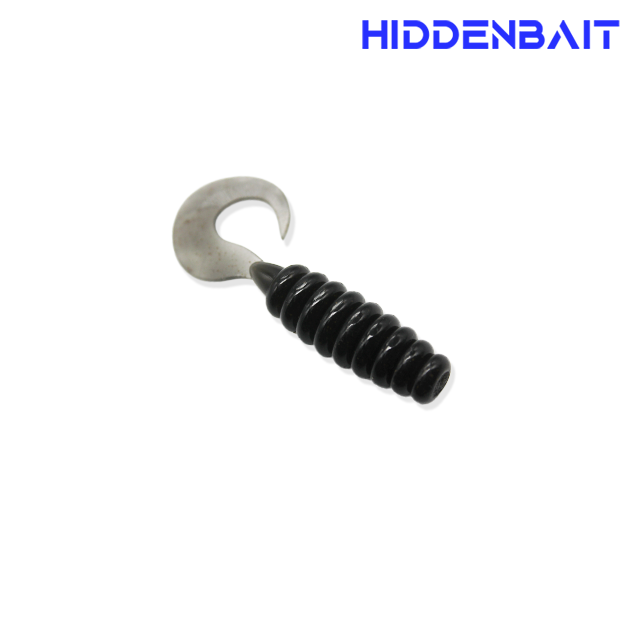 히든베이트 하티 그럽웜 집어제 첨가 UV C테일웜 소프트베이트 010 LIGHT BLACK, 5cm(2인치) - 메인 이미지