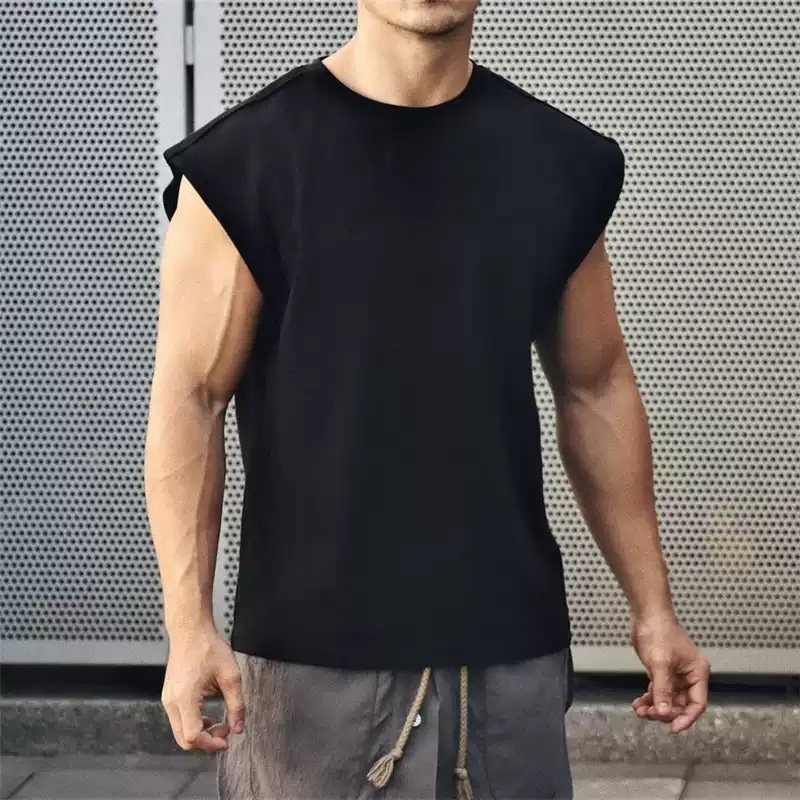 루즈핏 어깨폭넓은 나시티 헬스장 남자피트니스 라운드넥 스포츠 운동 짐웨어 웨이트복장 4컬러 - 상품 이미지
