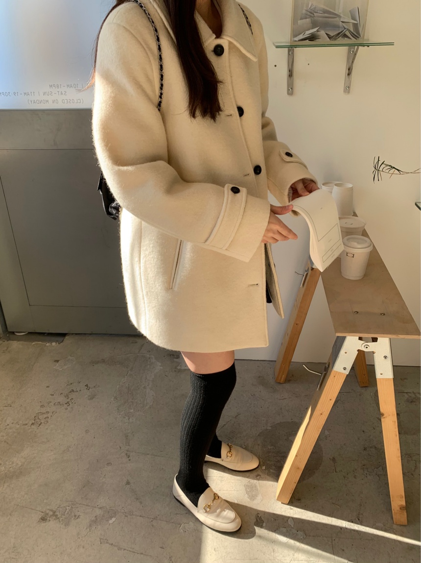 [sale/네이비 당일] 브리니 알파카 카라 하프 코트 싱글 버튼 ct (2color) 상세 이미지 5