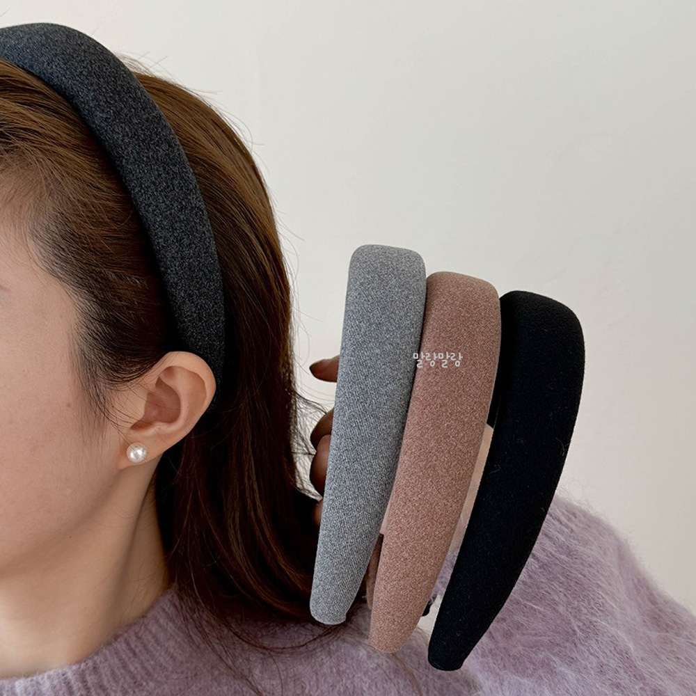 볼륨 쿠션 두꺼운머리띠 안아픈 겨울 기본 헤어밴드 - 상품 이미지