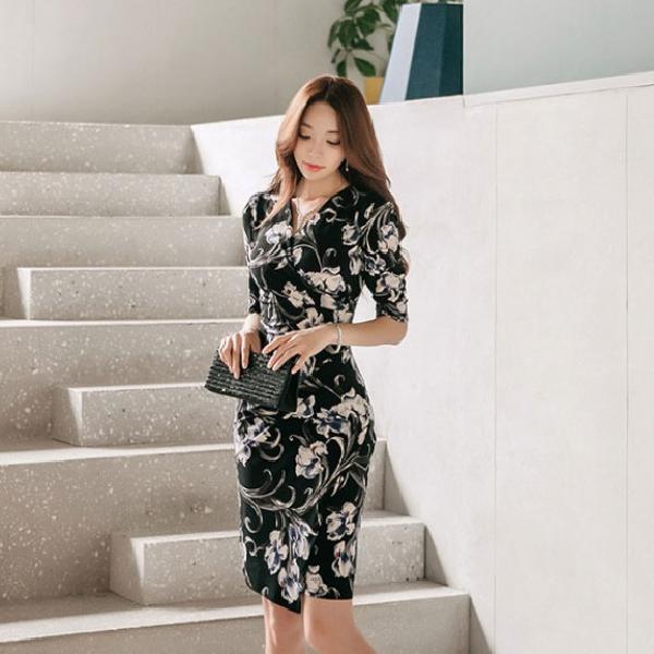 랩원피스 호텔 호캉스 블랙 30대원피스 여행 휴양지원피스 - 상품 이미지