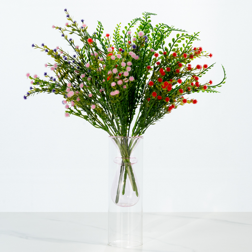 할메이드 인테리어 오브제 대형 미니 유리 꽃병 그린 3단 화병