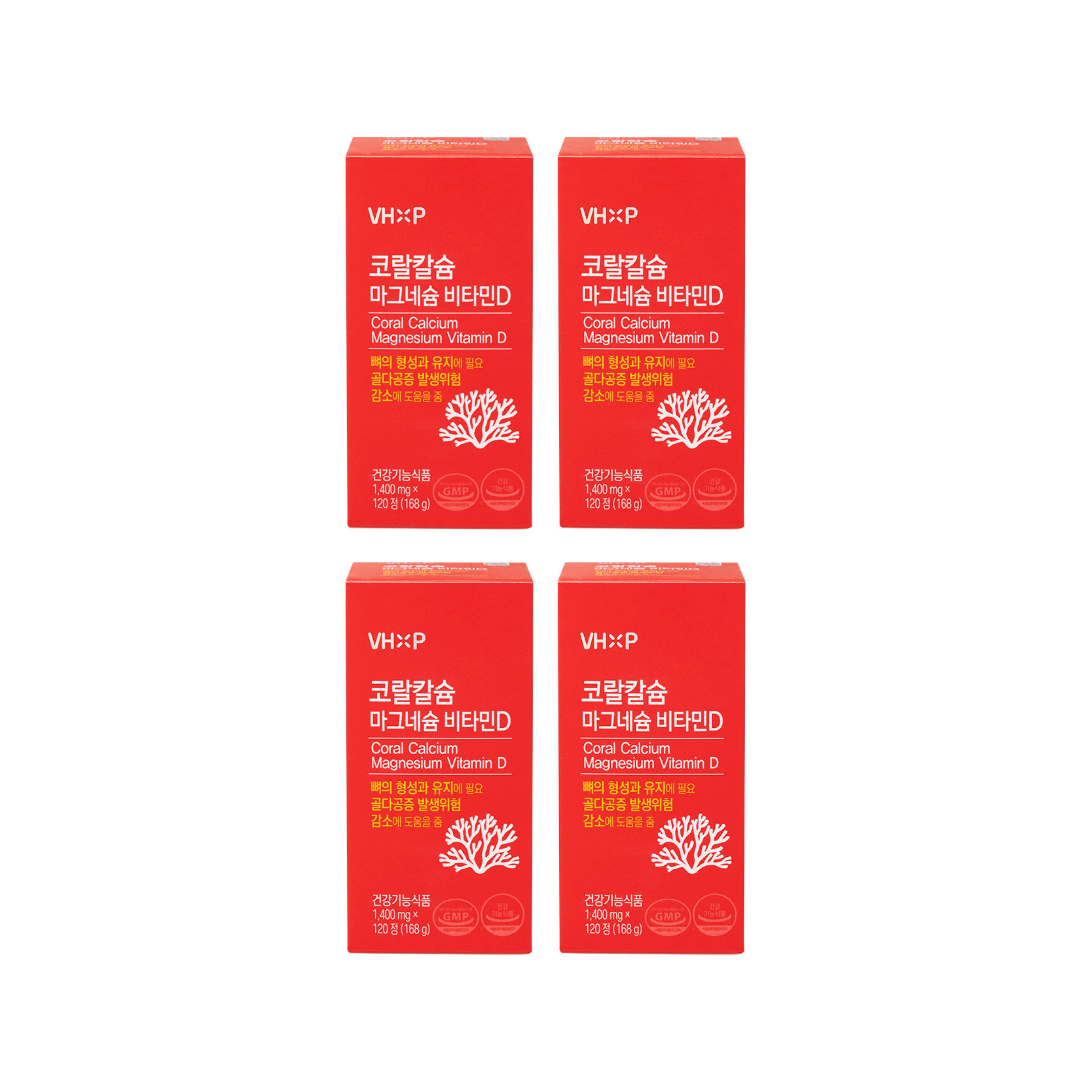 코랄칼슘 마그네슘 비타민D 유청칼슘 비소성칼슘 산호칼슘 120정 x 4개 - 상품 이미지
