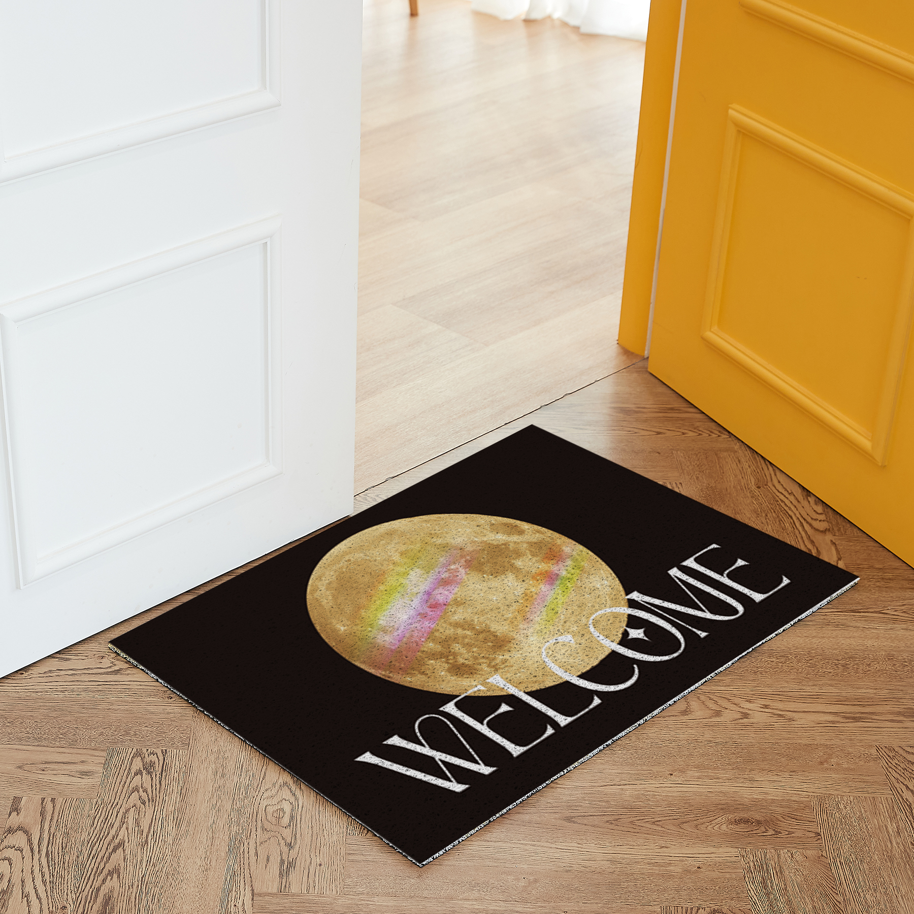 코메샵 웰컴 매트 헬로 하이 WM21 지구 행성 어서오세요 현관 코일매트 초대형 180x120cm 이미지 6