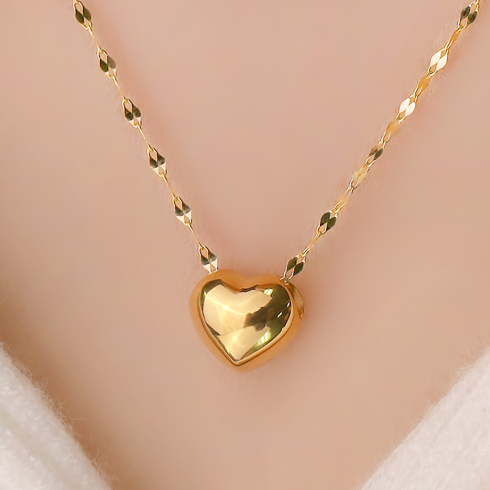 24K 순금 99.9 데일리 하트통통 오스카 금 목걸이 여자친구 선물(14K/18K 체인) - 상세 이미지 4