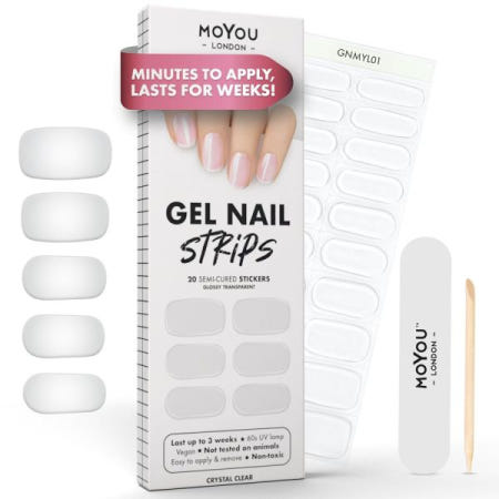 Besuche den MOYOU LONDON-Store [해외]MOYOU LONDON 반 경화 UV 젤 스트립-20 개-살롱 품질의 매니큐어 용 네일 포일 경화-루바브 파이 [B0CNYH2K3W] 02-Clear