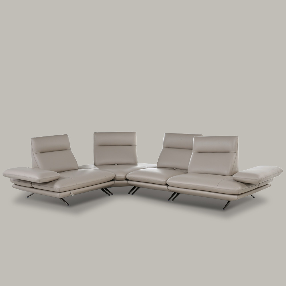 스코나 케니스 이태리 천연 면피 가죽 등받이 스윙 소파 스툴미포함, 딥크림, 코너형 5인용