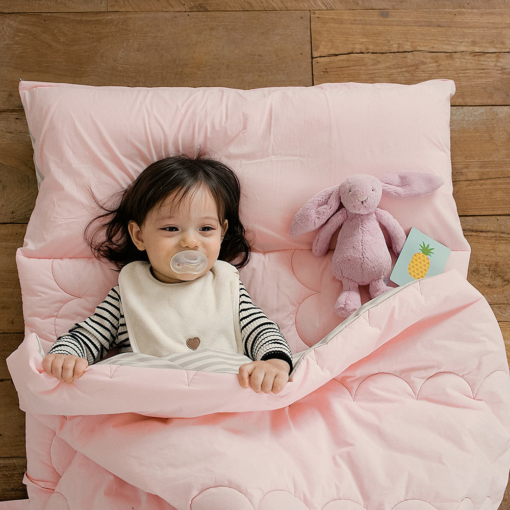 [바로발송] 올포홈 구르미 어린이집 낮잠이불 일체형 건조기 버터크림 낮잠패드+베개솜