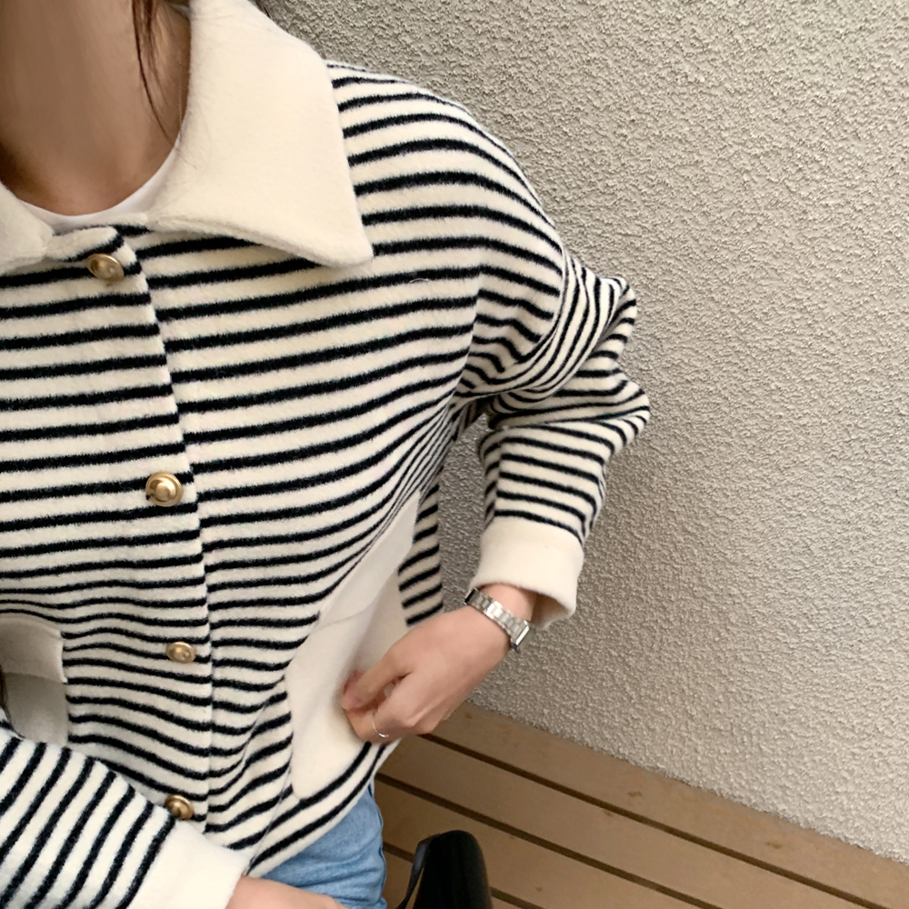 로이첸 단가라 금장 카라 가디건 자켓 - 상세 이미지 4