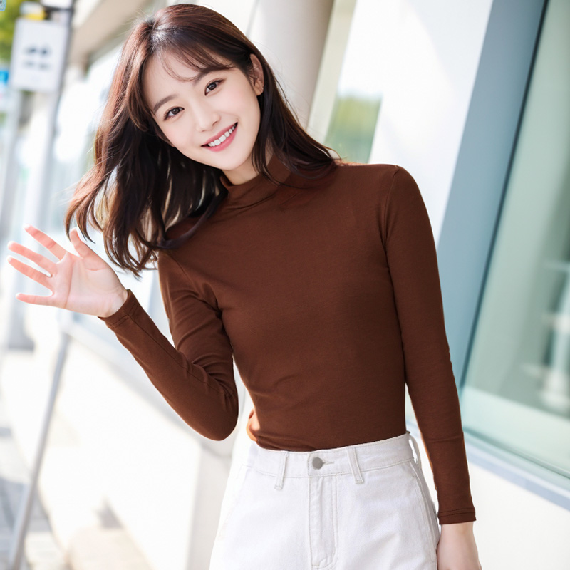 1+1 피치기모 여성 목티 스판 이너 목폴라티 - 메인 이미지