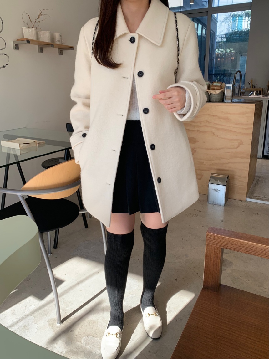 [sale/네이비 당일] 브리니 알파카 카라 하프 코트 싱글 버튼 ct (2color) 상세 이미지 9