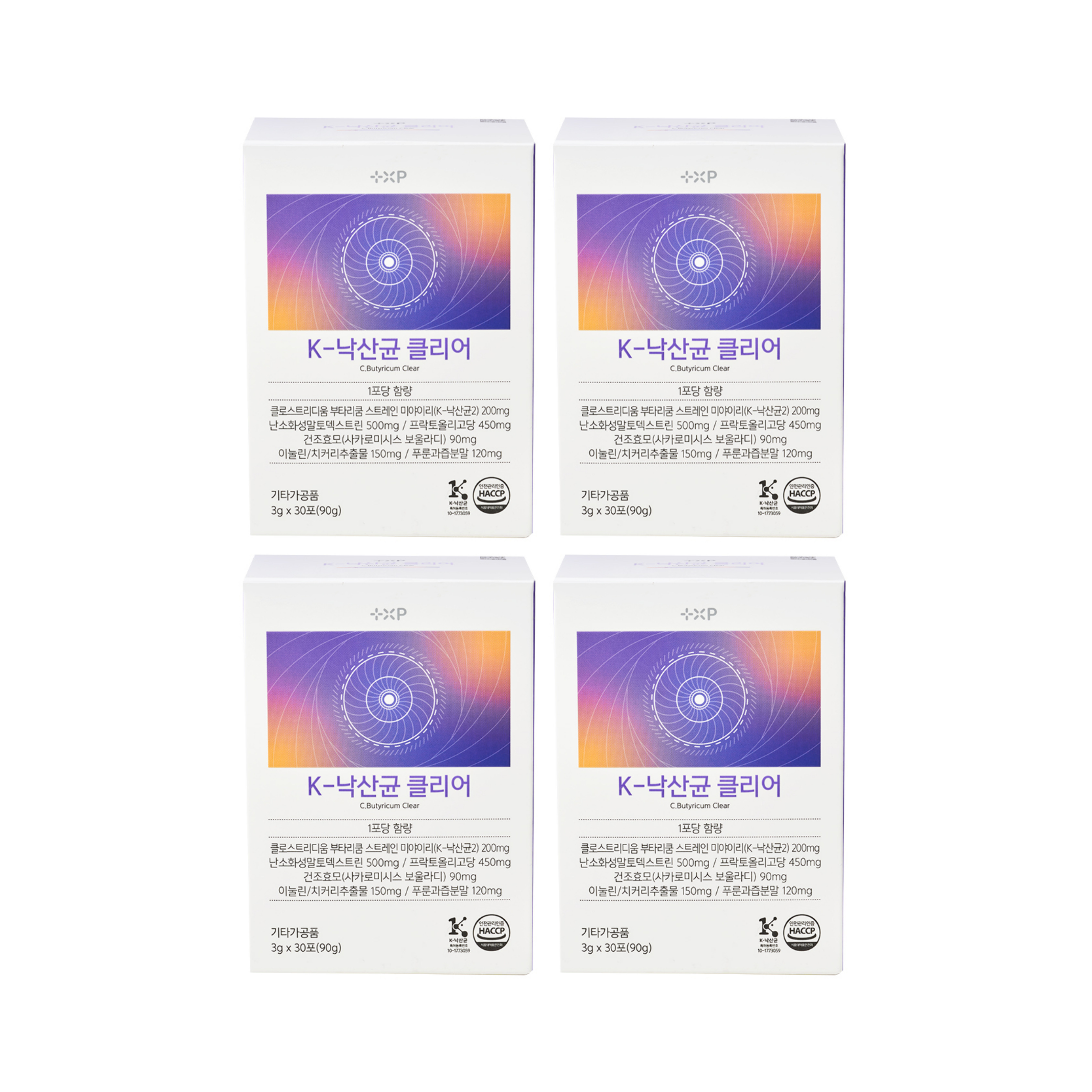 K 낙산균 클리어 미야리 보울라디 푸룬 이눌린 치커리 프리바이오틱스 30포 x 4개 - 메인 이미지
