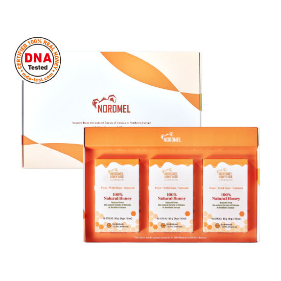 노르드멜 꿀선물세트 답례품 천연꿀스틱 3박스(8g x 30개) [원산지:에스토니아]