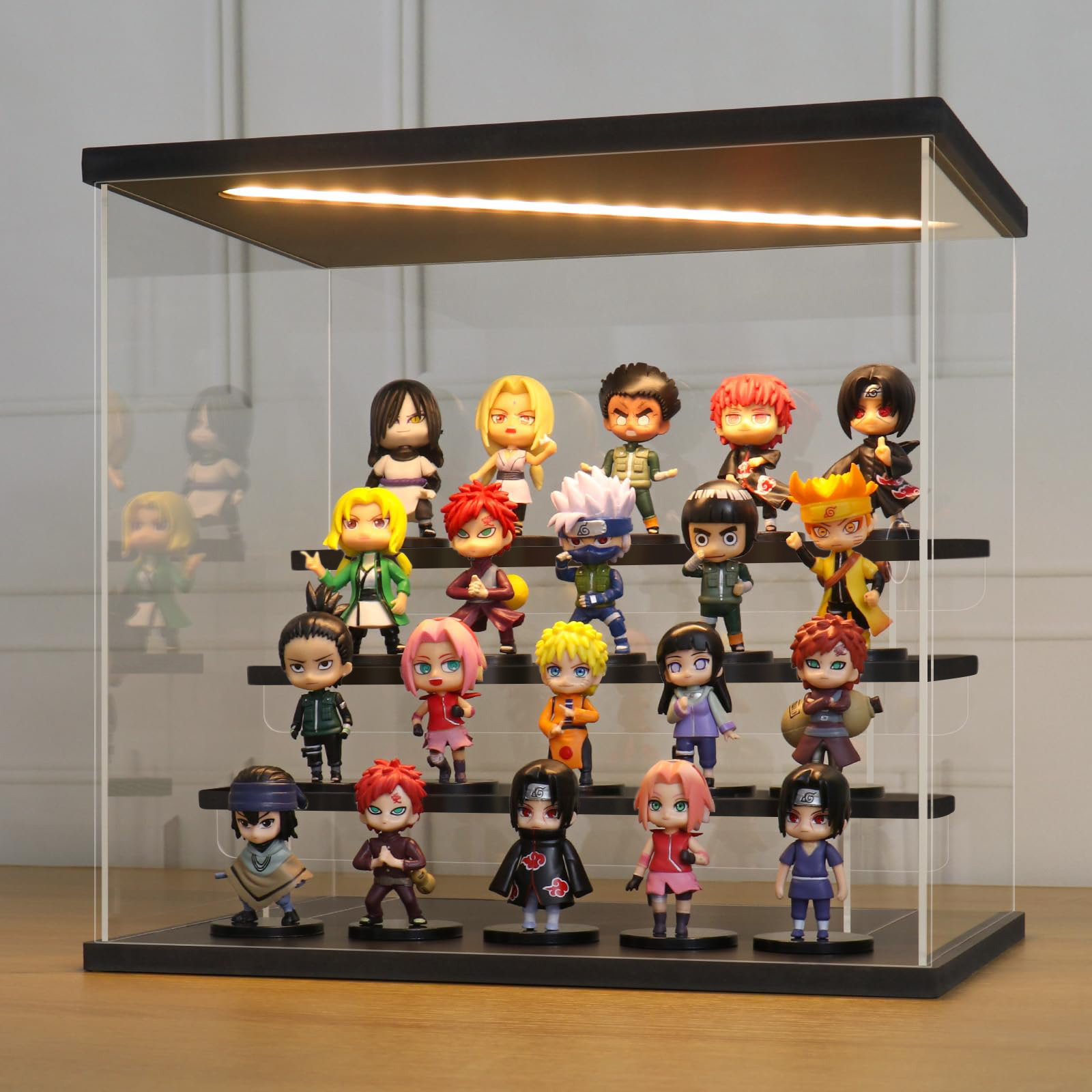 미니 피규어장식장 투명 아크릴케이스 피규어케이스 아크릴전시장 가챠 피규어상자 원목3층