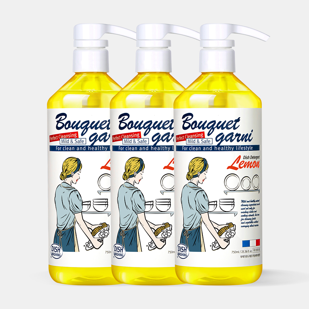 [3개입] 부케가르니 에코 주방세제 750ml 레몬향