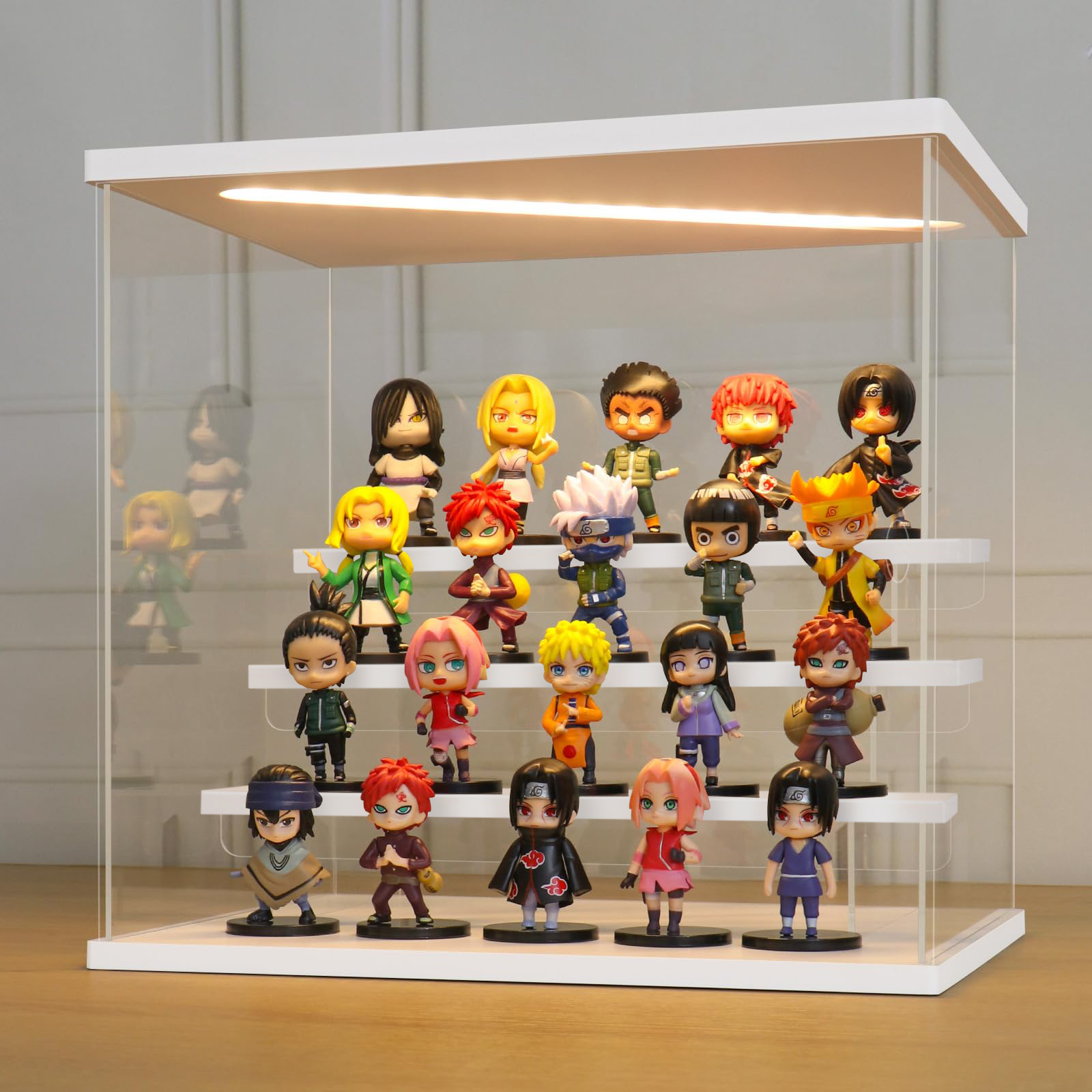 미니 피규어장식장 투명 아크릴케이스 피규어케이스 아크릴전시장 가챠 피규어상자 원목3층