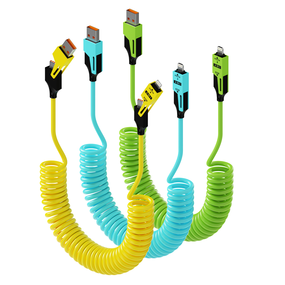 4in1 C타입 케이블 CtoC 고속 충전 65W 아이폰 갤럭시 스프링 멀티 케이블