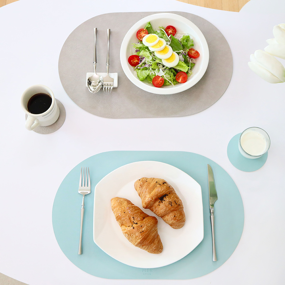 메르 가죽 식탁 테이블매트 PVC PU 투톤 방수 커버 호텔 패드 크리스마스 집들이 선물