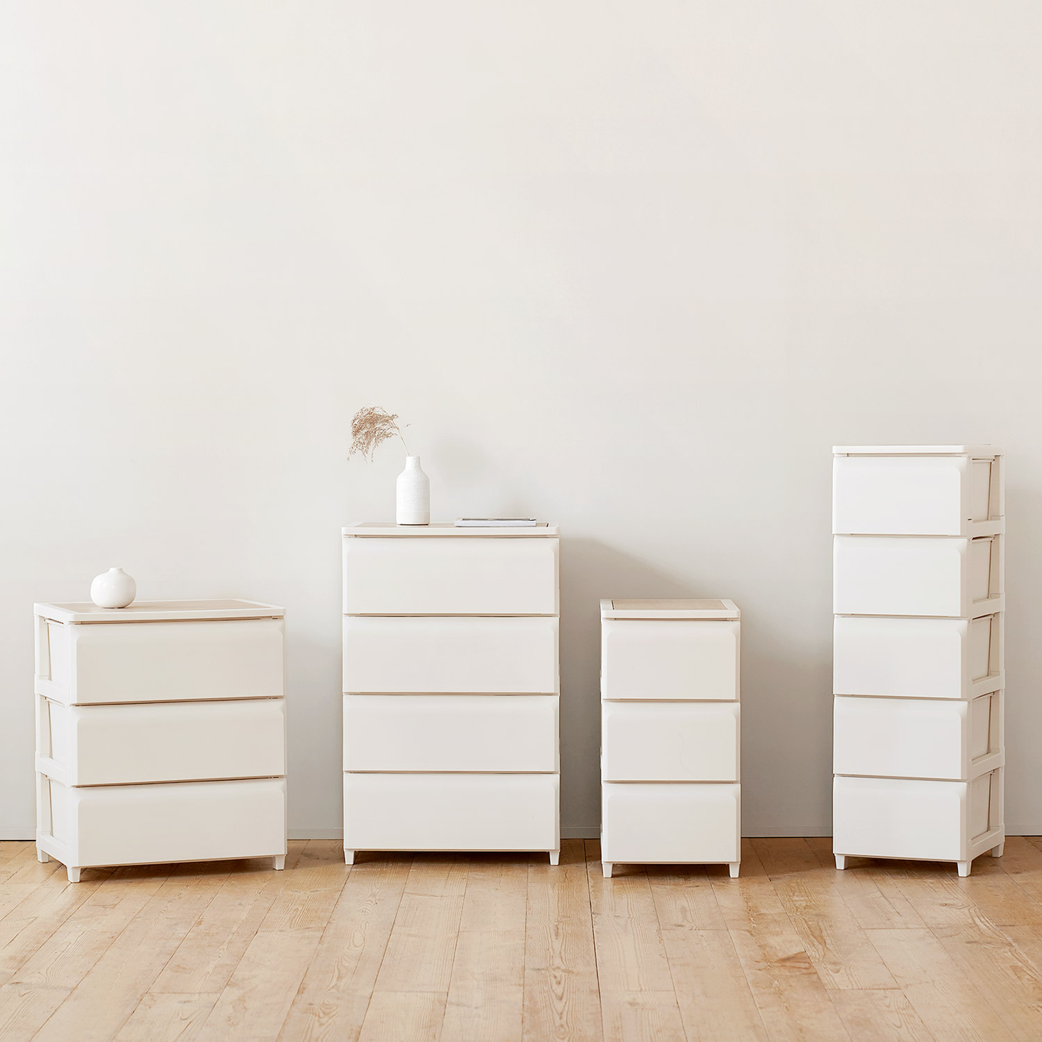데일리 플라스틱 서랍장 M-340x425x665mm, 3단, 아이보리
