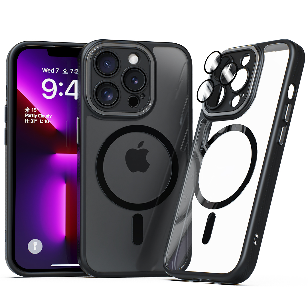 미아크 렌즈보호 풀커버 맥세이프 케이스 블랙, 아이폰13 프로