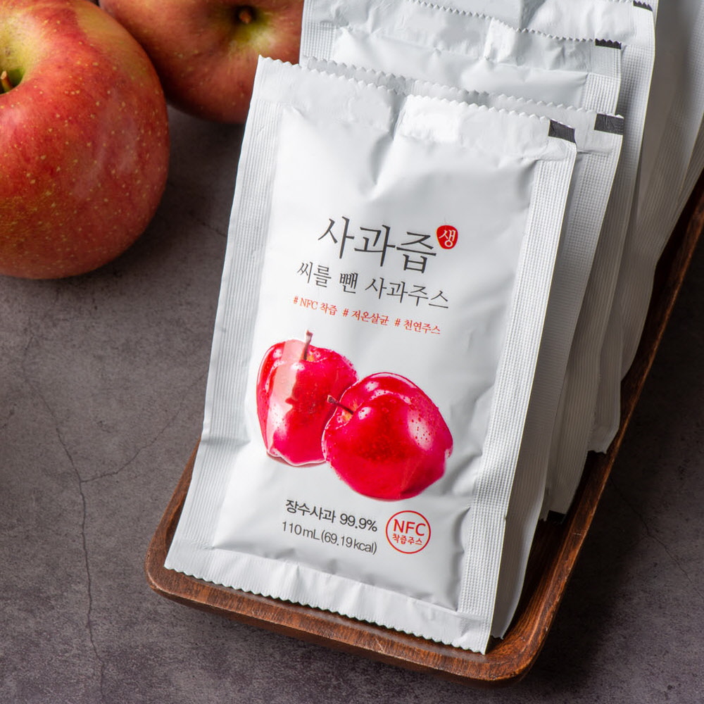 맛보기 생사과즙 [하늘곳간 장수 사과즙 110ml 5봉지] 맛있는 사과 주스 - 상세 이미지 2