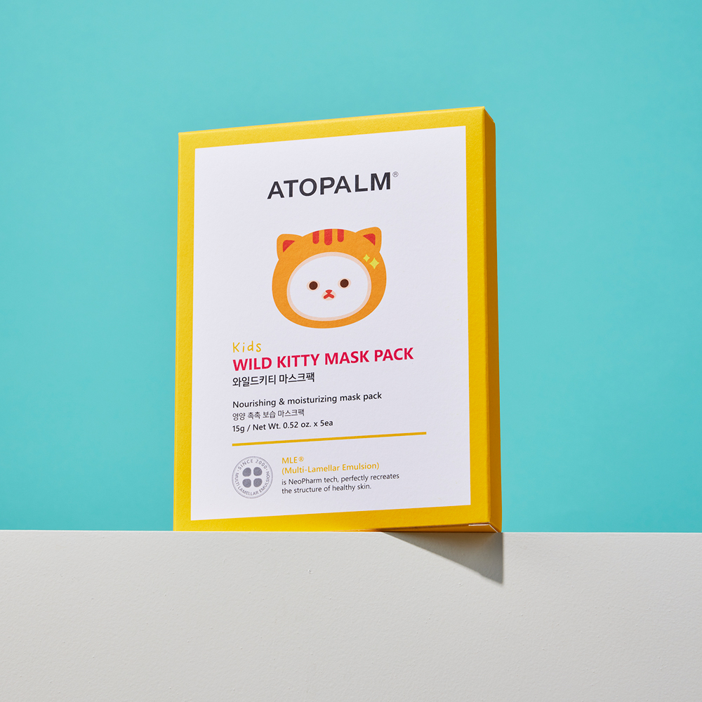 아토팜 와일드키티 어린이 마스크팩 10매 촉촉 보습 쿨링 순면 원단