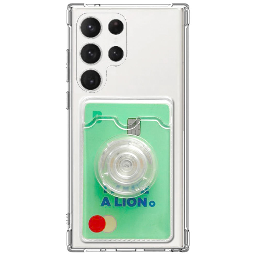 카드 수납 그립 톡홀더 케이스 투명, 갤럭시S25 울트라