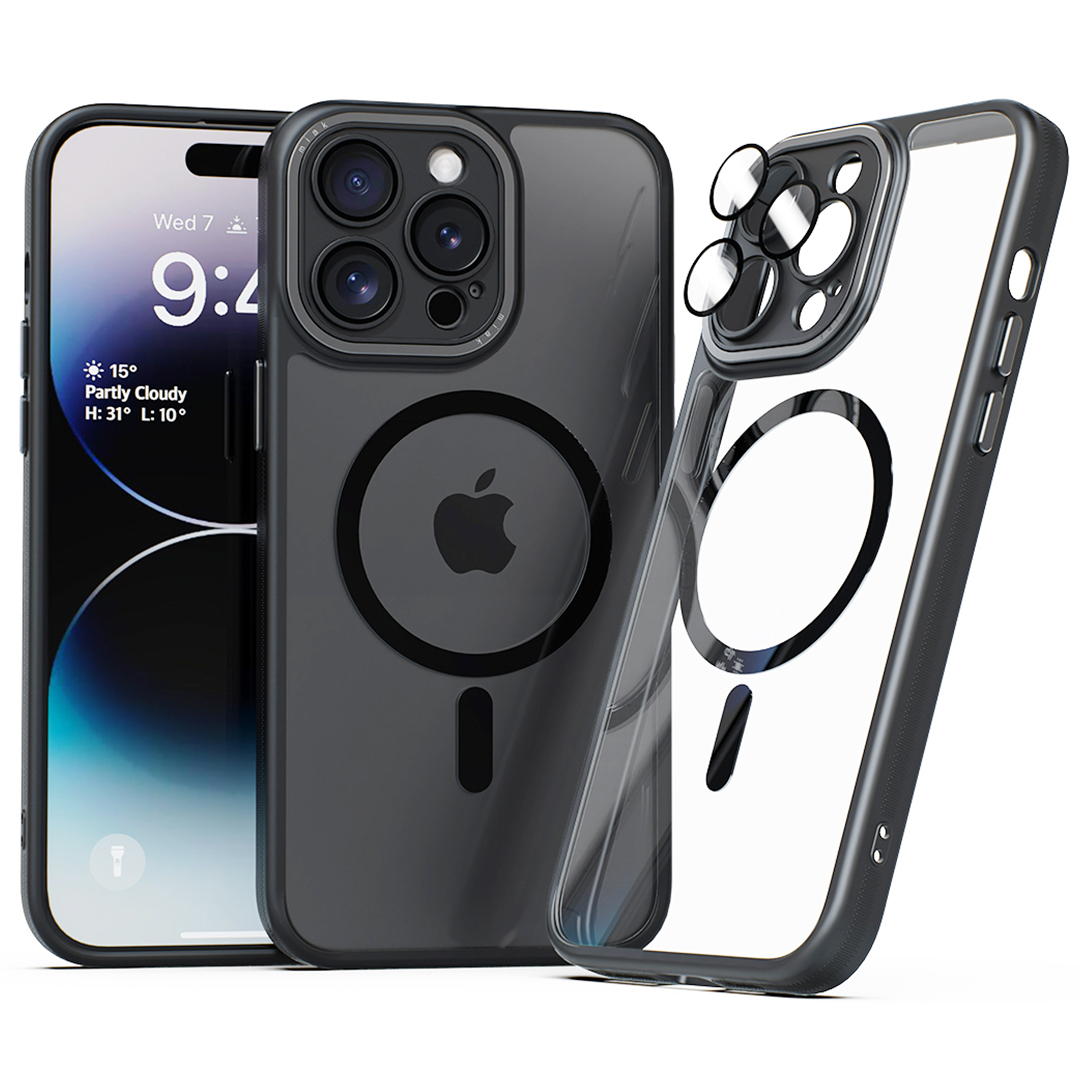 미아크 렌즈보호 풀커버 맥세이프 케이스 블랙, 아이폰14 프로 맥스